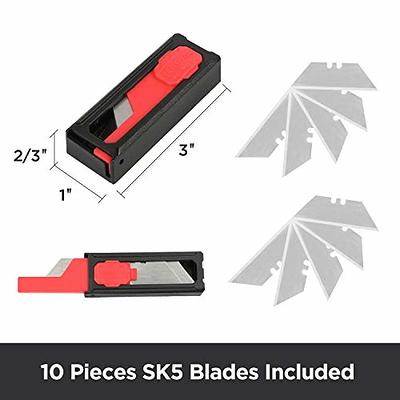 Lichamp 6 Pack Folding Utility Knife Set, Pocket Box Cutter with Belt Clip,  Includes Extra 30 Pieces Quick Change Blade, Stainless Steel Grip with SK5