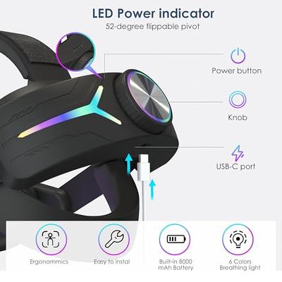 For Meta Oculus Quest 3 VR Headset LED RGB Elite Head Strap w/8000mAh  Battery