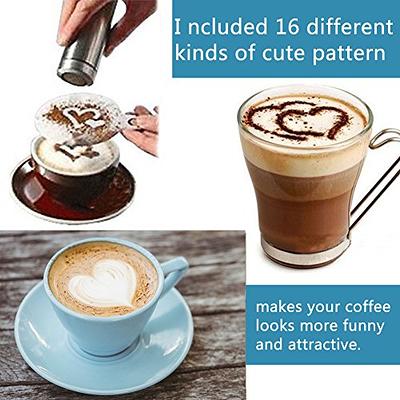 16Pcs Coffee Latte Art Stencils DIY Decorating Cake Cappuccino Foam Tool