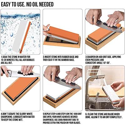 Knife Sharpening Stone Set - XINLINE 4 Side Grit 400/1000 3000/8000 Whetstone  Sharpener Stone Kit, Premium kitchen Knife Sharpener, Bamboo Base,  Flattening Stone, Angle Guide and Cut Resistant Gloves - Yahoo Shopping