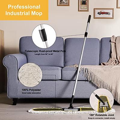 CLEANHOME 24 Commercial Dust Mop for Floor Cleaning, Heavy Duty Floor Mop  with 2 Microfiber Mop Pads Wet and Dry Flat Mop, Commercial Cleaning Tools