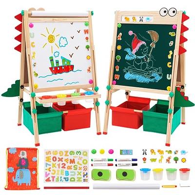 UTEX Wooden Kids Easel with Paper Roll and Storage, Art Easel for Kids with  Magnetic Whiteboard and Chalkboard, Gift for Kids Ages 4-12 