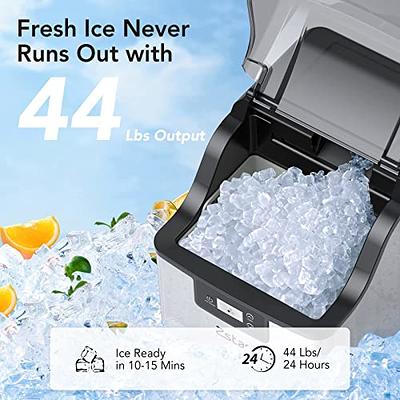 Silonn Compact Nugget Ice Maker，44lbs/Day Pellet Ice Maker Machine with  Timer & Self-Cleaning Function, Portable Countertop Ice Maker for Home