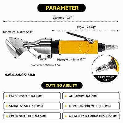 NEWTRY 2600rpm Pneumatic Metal Shear Cutter 2-Blade Pneumatic Scissor Metal Stainless Steel Sheet Metal Cutting Tools Industrial Air Cutter for Iron