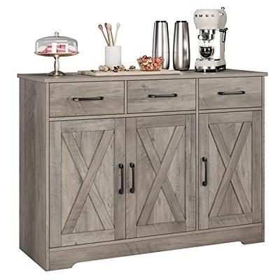 Cozy Castle Farmhouse Kitchen Buffet Storage Cabinet with Doors and  Adjustable Shelves, Buffet Table Sideboard, Accent Liquor Coffee Bar  Cabinet for Kitchen, Living Room, Entryway, Dining Room, White : :  Home