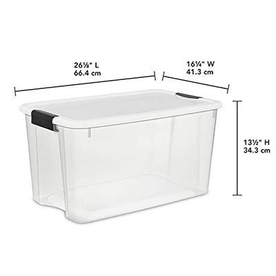 Sterilite 70 Qt Ultra Latch Box, Stackable Storage Bin with Latching Lid,  Organize Clothes, Sport Gear in Basement, Clear with White Lid, 20-Pack