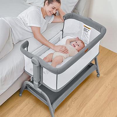 Baby Bassinet Bedside Sleeper for Baby, 4-Sided All Mesh