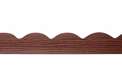 EasyFlex Decorative No-Dig Landscape Edging with Anchoring Spikes, 2.5 in.  Tall Scalloped Top Garden Border with Woodgrain Texture, 100 Foot Kit