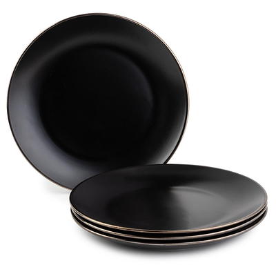 Thyme & Table Dinnerware Black & White Medallion Stoneware Salad Round  Plates, 4 Pack