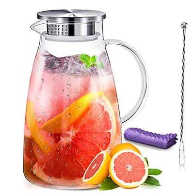 Glass Carafe Pitcher Clear ZERO LEAD For Water, Wine, Milk, Juice, Mimosa  Bar With Lids 1 Liter 34 Ounces PACK OF 3