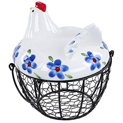 Rural365 Black Metal Chicken Egg Basket - Rustic Decor Chicken