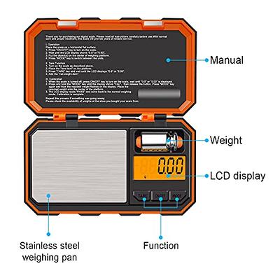 Gram Scale 220g / 0.01g, Digital Pocket Scale with 100g Calibration  Weight,Mini Jewelry Scale, Kitchen Scale,6 Units Conversion, Tare & LCD  Display