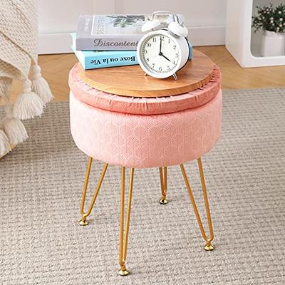 Velvet Soft Modern Vanity Stools -Pleated Round Footrest Stool Ottoman Side  Table Seat Dressing With Golden Metal Leg ,Upholstered Foot Rest, For Livi  - Yahoo Shopping