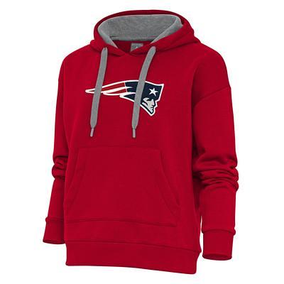 Men's Antigua Black New England Patriots Logo Victory Pullover Hoodie