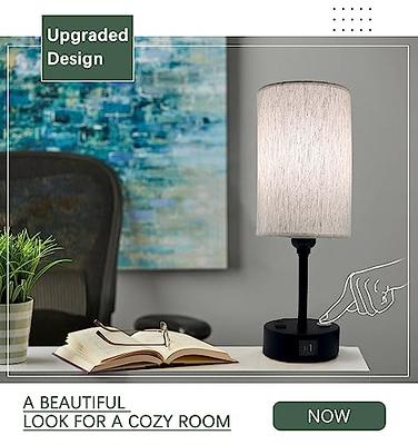 3-Color Temperature Bedside Lamp Nightstand Lamp with USB A Port and C  Port, Table Lamp for Bedroom with LED Bulb Small Lamps for Living Room  (Gray)