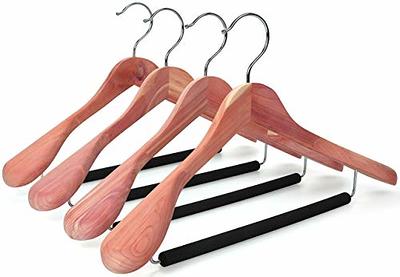 Amber Home 6 Pack Wide Shoulder Wooden Suit Coat Hangers with Non Slip Pants Bar, Solid Wood Jacket Clothes Hangers Smooth Finish for Sweater, Pants