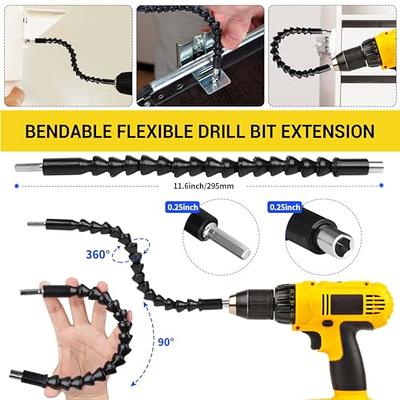 14 Pcs Flexible Drill Bit Extension Set 1/4 Inch Hex Bendable Drill Bit  Extension 105 Right Angle D