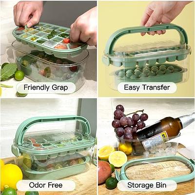 Ice Cube Tray with Lid and Bin, 2 Pack Ice Cubes Trays for Freezer, Easy  Release