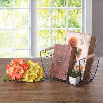 Homezone Wire Basket with Wood Handles, 1 Each