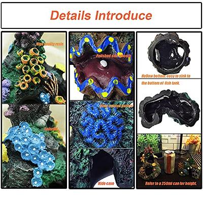 Aquarium Decorations, Resin Coral Rock Mountain Cave Fish Tank Decor  Ornaments Fish House For Betta Rest Hide Play Breed(1pcs,multicolour)