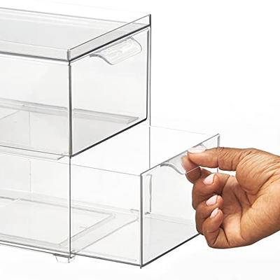  mDesign Plastic Pantry Organization and Storage Bin w/Pull Out  Drawer - Stackable Kitchen Supplies Storage Container for Organizing  Cabinet, Fridge, Freezer - Lumiere Collection - 4 Pack, Clear: Home &  Kitchen