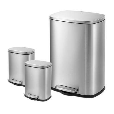 Innovaze 12.9 Gal./ 45 Liter Slim Stainless Steel Step-On Kitchen Trash Can - Silver