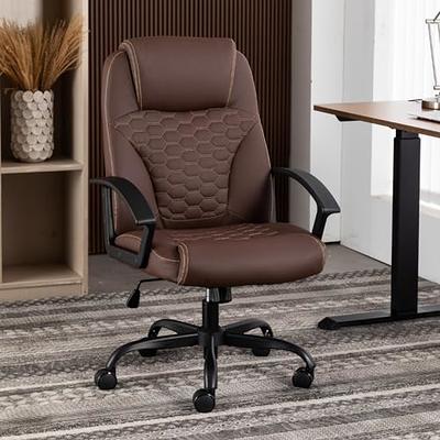 Lacoo Faux Leather High-Back Executive Office Chair with Lumbar Support, Brown