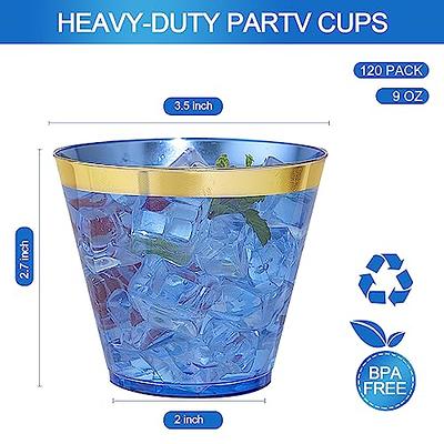 I00000 100PCS Gold Plastic Cups,10 oz Clear Plastic Cups with Gold