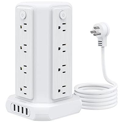 Power Strip Tower - NTONPOWER Surge Protector Flat Plug, 8 Outlets 5 USB