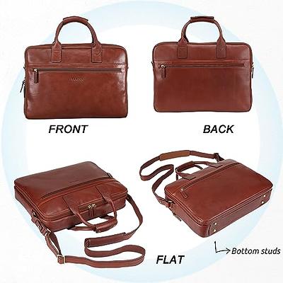 Banuce Full Grains Italian Leather Briefcase for Women 14 Laptop Business Bags Attache Case Satchel Ladies Work Bag Brown