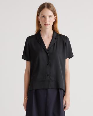 Quince – Washable Stretch Silk Notch Collar Blouse