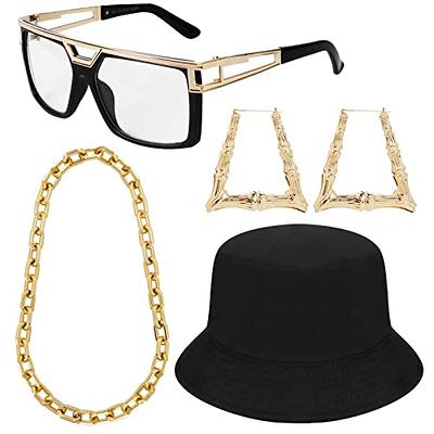 Skeleteen Rapper Gold Chain Accessory - 90S Hip Hop Fake Gold Costume  Necklace 