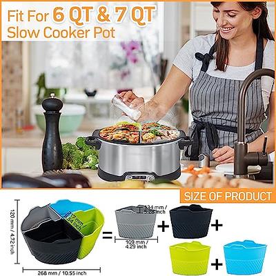 Leak-Proof, BPA-Free Slow Cooker Liners - Compatible with Crock-Pot 6-7 Qt  Oval Slow Cookers, Reusable Silicone Divider Inserts, Dishwasher Safe &  Non-Stick