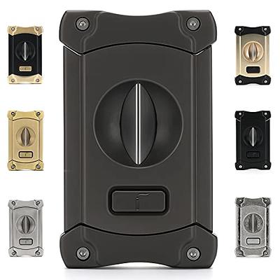 XIFEI Cigar Cutter, Stainless Steel V-Cut Cigar Cutter Built-in Cigar  Puncher (Black Gold)