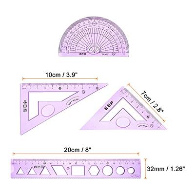 Transparent Straight Ruler,0-20cm,Square Cube Acrylic Ruler Measuring Tool  Lightweight Durable for Students Drawing and Drafting