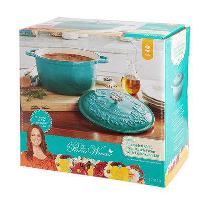 The Pioneer Woman Timeless Beauty Enamel on Cast Iron 6-Qt Dutch Oven,  Turquoise - Yahoo Shopping