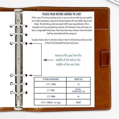 Pocket Lined Wide Ruled Planner Insert Refill, 3.2 x 4.7 inches