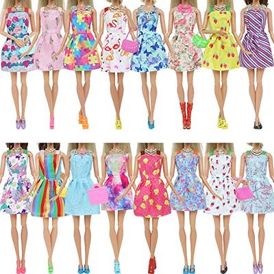 20 Pcs Doll Clothes and Accessories Handmade 2 Sequins Dresses 4 Fashion  Dresses 4 Tops and Pants Casual Outfits 10 Shoes for 11.5 inch Girl Dolls