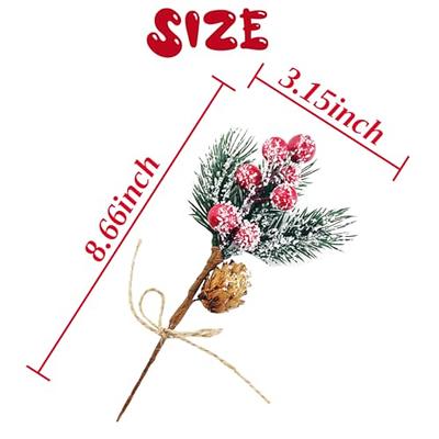 20pcs Pinecone Stems Christmas Berry Picks Wreath Floral Stems Red Christmas  Pine Picks Spray Holly Berries