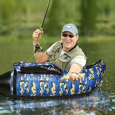 Inflatable Fishing Float Tube w/Adjustable Straps & Storage