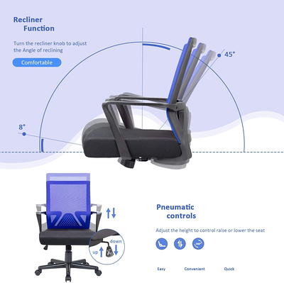 LACOO Office Black Mid Back Swivel Lumbar Support Desk, Computer