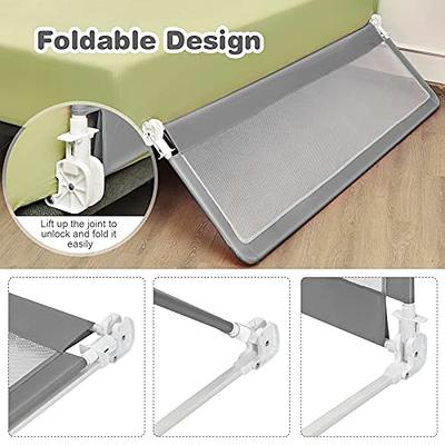 Costzon Toddlers Double Bed Rail Guard, Stainless Steel Folding