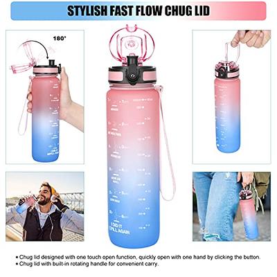 MEITAGIE 32oz Leakproof Motivational Sports Water Bottle with Straw & Time Marker, Flip Top Durable BPA Free Tritan Non-Toxic Frosted Bottle Perfect