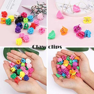 MHDGG 100Pcs Black Mini Hair Claw Small Clips Heart and Flower Mini Cute  Hair Styling Accessories 90s Hair Accessories for Women Party Gifts