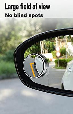 2 pcs Blind Spot Mirrors, 2 Round HD Glass Convex 360° Wide Angle Side  Rear View Mirror with ABS Housing for Cars SUV and Trucks, Silver, Pack of 2