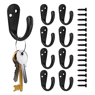 UOCO Coat Hook Rail Wall Mounted Coat Rack-5 Double Hook, 15 Inch  Aluminum,Metal for Coat Hat Towel Robes, Wooden (Black 1PCS)