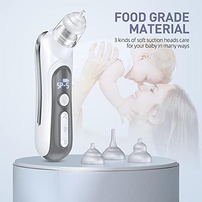 Nasal Aspirator for Baby, Electric Baby Nose Sucker with Adjustable 3  Levels Suction, Rechargeable Booger Sucker for Babies with 8 Light Modes  and 3