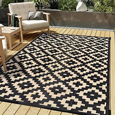 HUGEAR Outdoor Plastic Straw Rug, Waterproof Mat, Washable Large