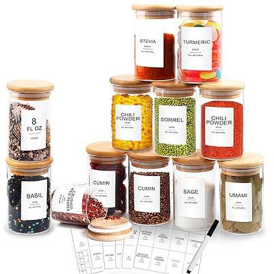 NETANY 24 Pcs Spice Jars with Labels - 4 oz Glass Spice Jars with