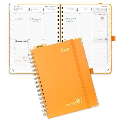  POPRUN 2024 Planner - 2024 Weekly Calendar with Hourly Time  Slots, Weekly/Monthly Appointment Book for Time Management - 6.5'' x 8.5''-  Leather Soft Cover - Blue Green : Office Products